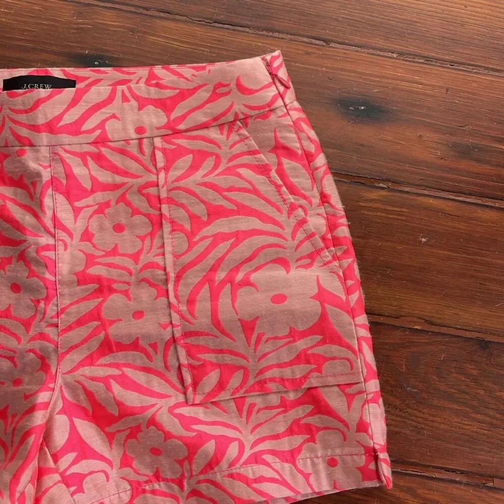 J. Crew botanical plumeria relief print jacquard side zip hi rise dress shorts 2